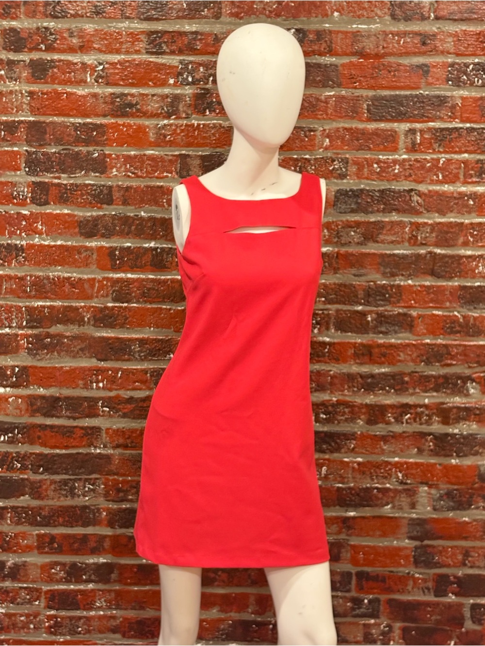 Sleeveless Red Mini Dress with Front Cutout